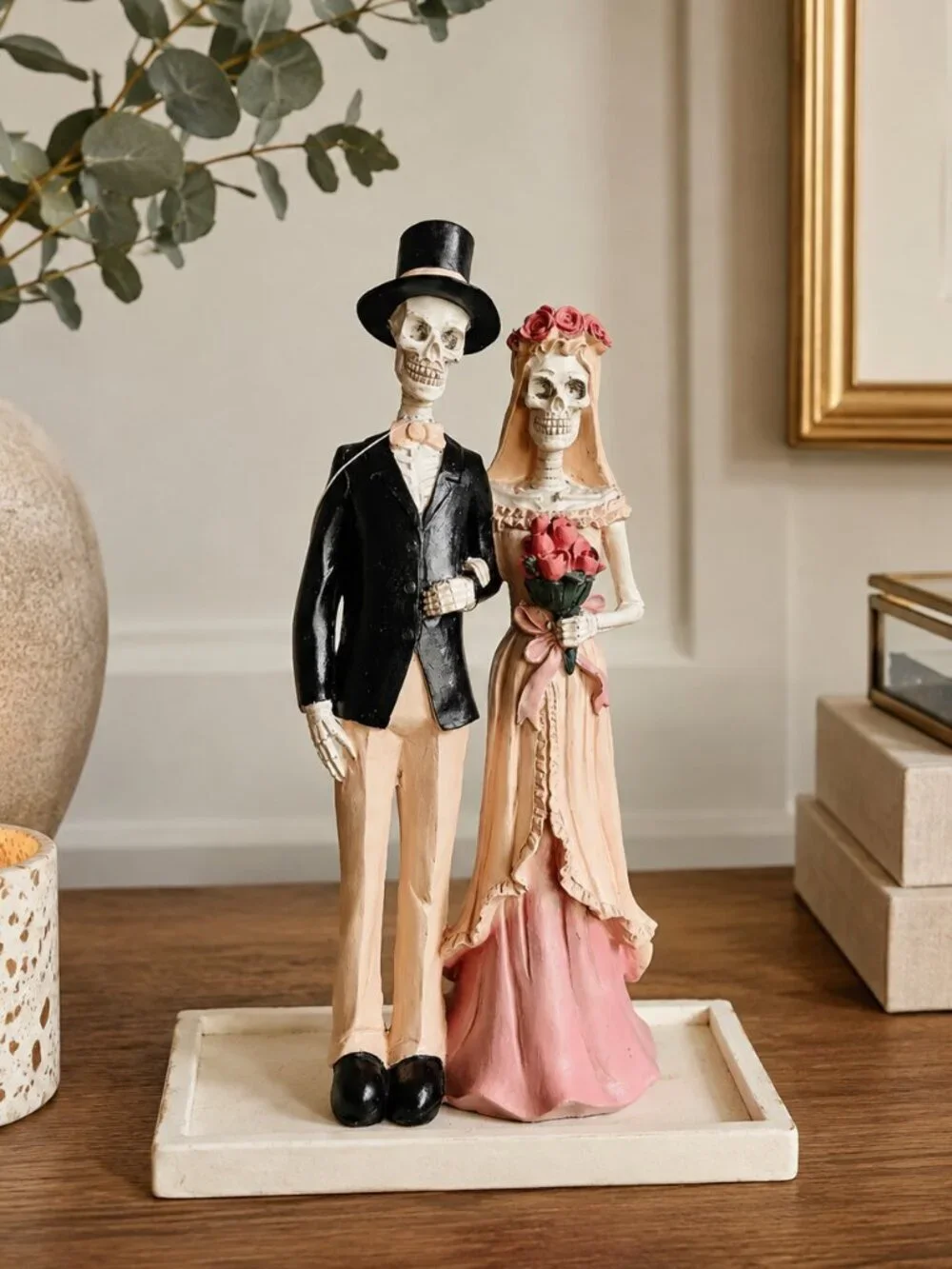 Rachel Zoe Skeleton Bride & Groom Figurine Halloween Decor NWT